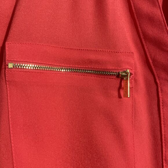 Calvin Klein Women’s Coral Long Sleeve Top Size S Roll Tab Sleeves Waist Blouse - Picture 3 of 13